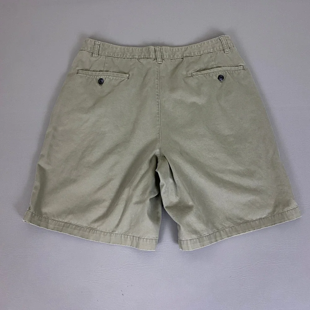 Club Room Shorts Men's Size 36 Pleated Chino Olive Green 100% Cotton Summer